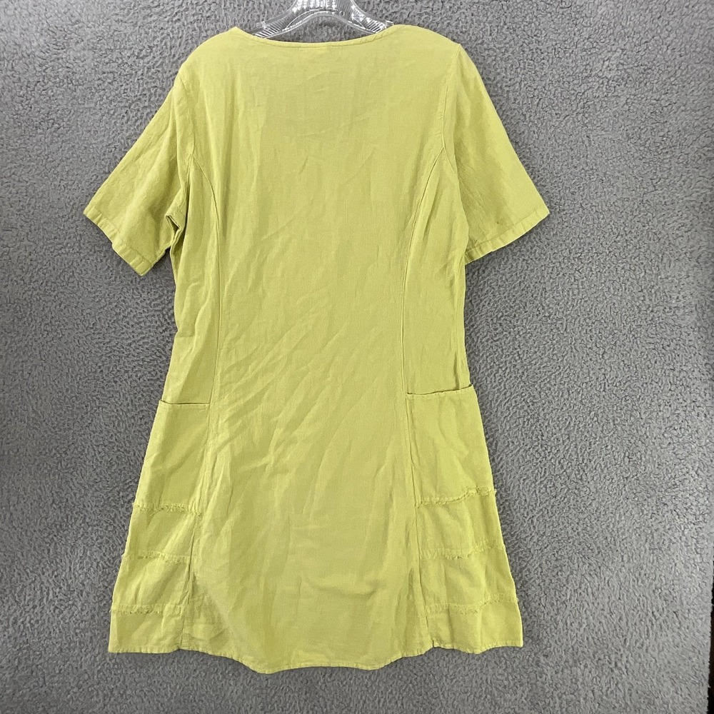 Color Me Cotton Dress‎ Womens Medium Yellow Short Sleeve Pockets Knee Length USA - Picture 4 of 6